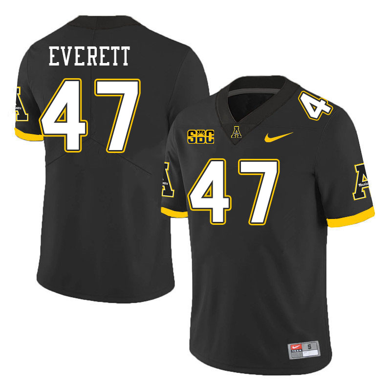 Men #47 Carter Everett Appalachian State Mountaineers College Football Jerseys Stitched-Black